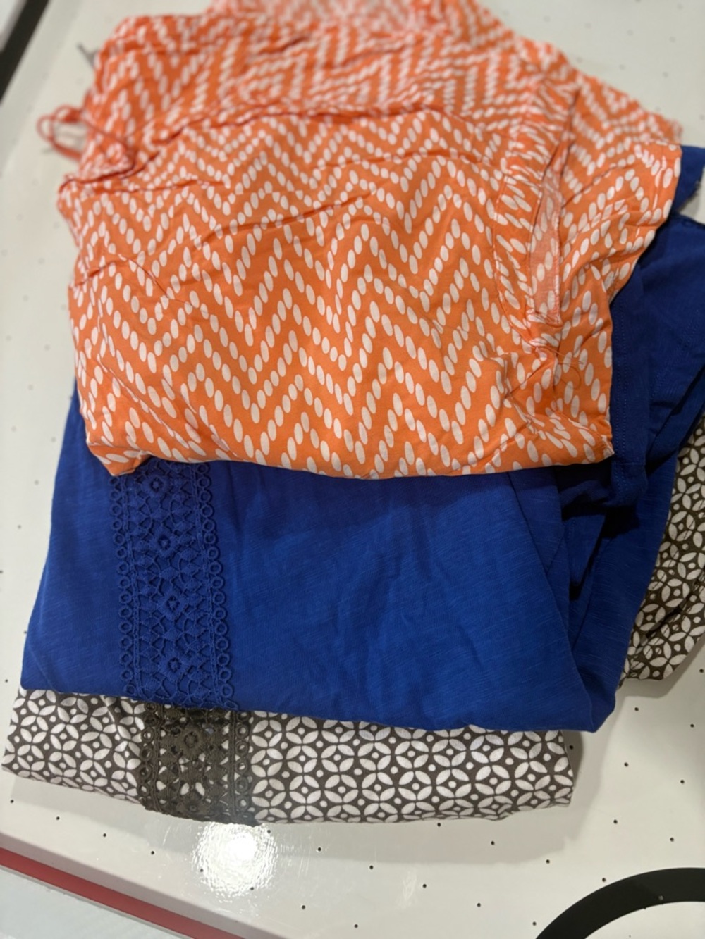 St. John's Bay Orange Chevron & Royal Blue Mixed Tops set of 3